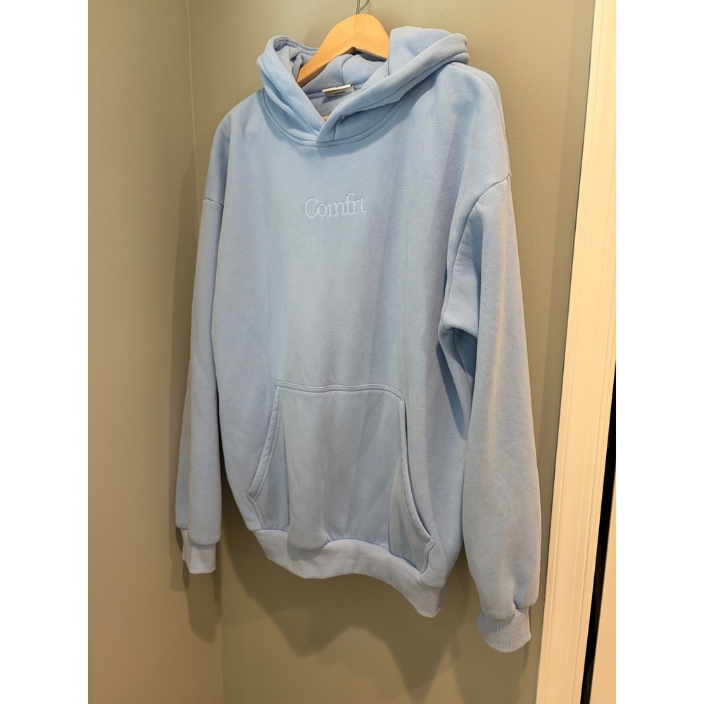 Comfrt Cloud Hoodie Light Blue Embroidered Logo Oversized Sweatshirt Women's Med - Picture 3 of 7